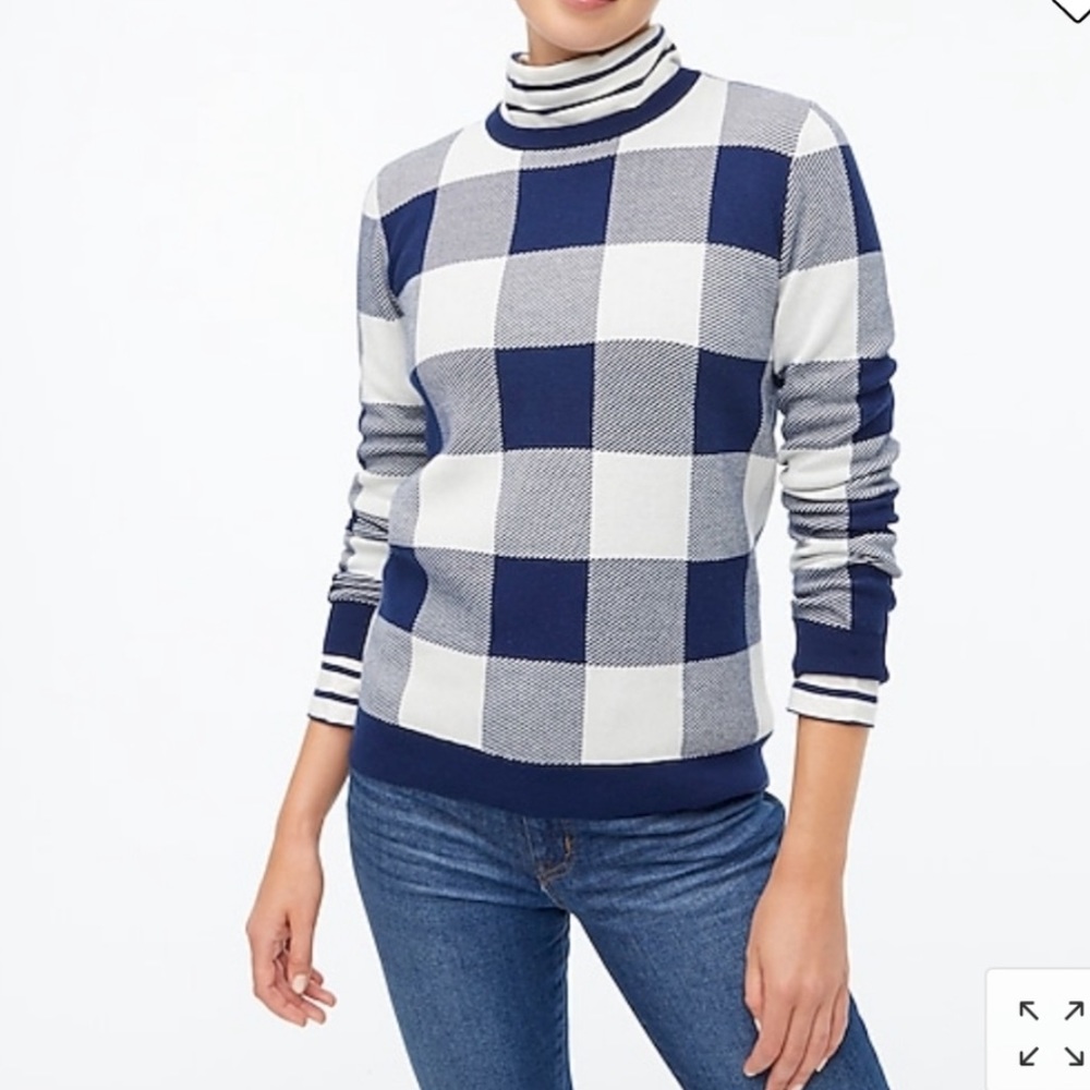 JCrew Navy Blue Checked Pullover by Teddie